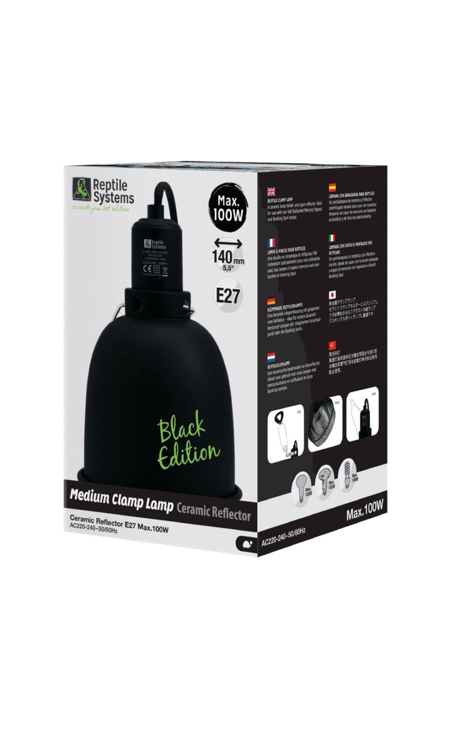 Reptile Systems Clamp Lamp Ceramic Reflector Black Edition