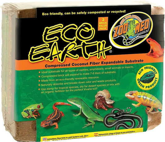 Zoo Med Eco Earth Compressed Coconut Fiber Substrate brick 3pk
