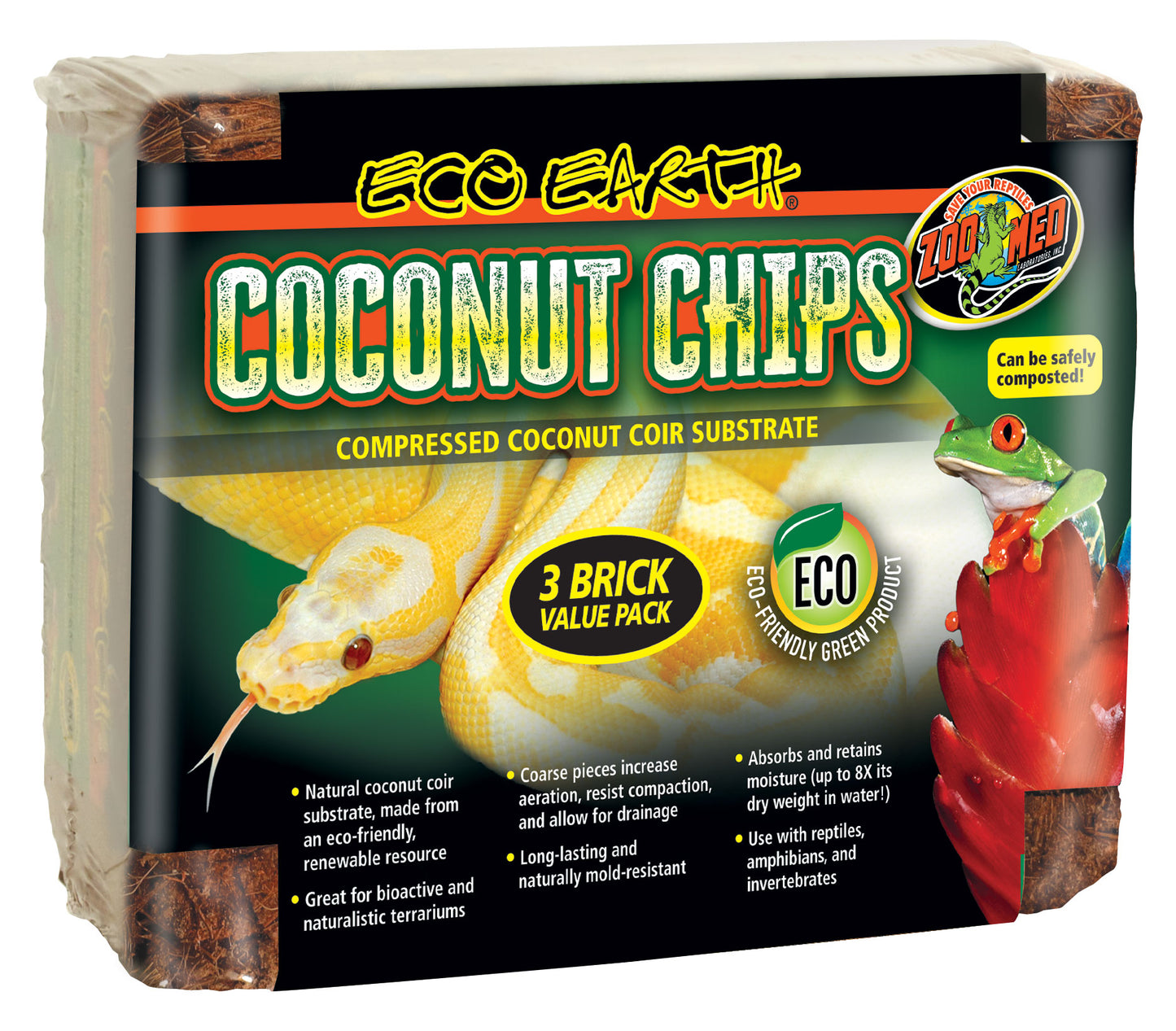 Zoo Med Eco Earth Coconut Chips Substrate 3 bricks